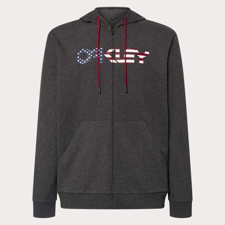 Oakley Teddy Full Zip Hoodie – Dark Gray Heather/American Flag